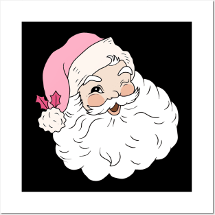 Retro Vintage Pink Santa Claus Posters and Art